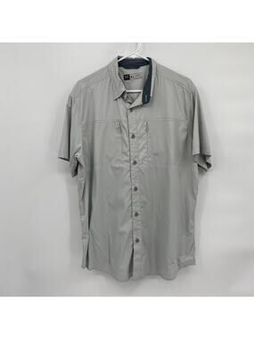 DKOTA Grizzly Button Front Short Sleeve Outdoor Shirt Gray XL